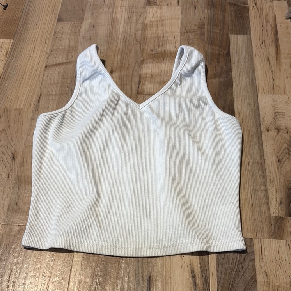 White Ribbed Women's Top